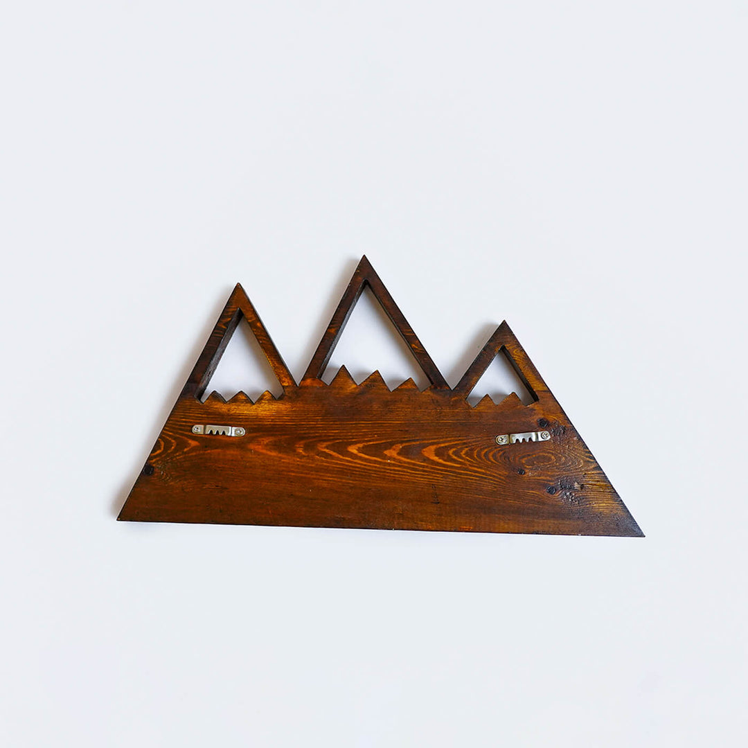 Handpainted Mountain Wooden Kids Name Plate - Back View Showing Mounting Hardware