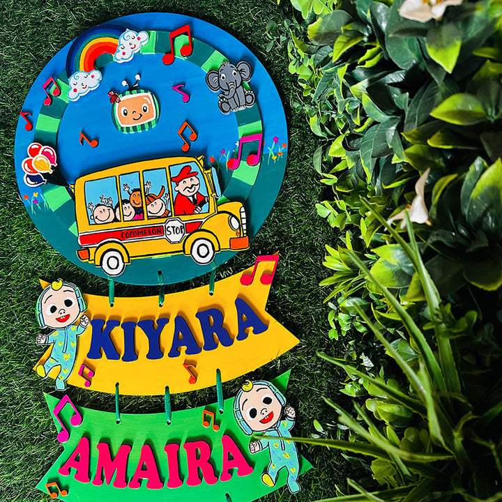 Hand Painted Personalized Sibling Name Plate 7 - Front View with Name Personalization