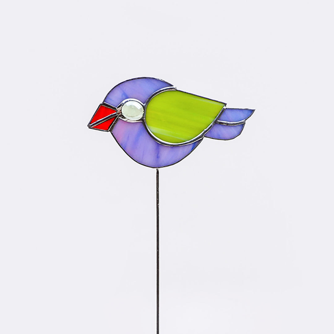 Handcrafted Stained Glass Bird Garden Stake