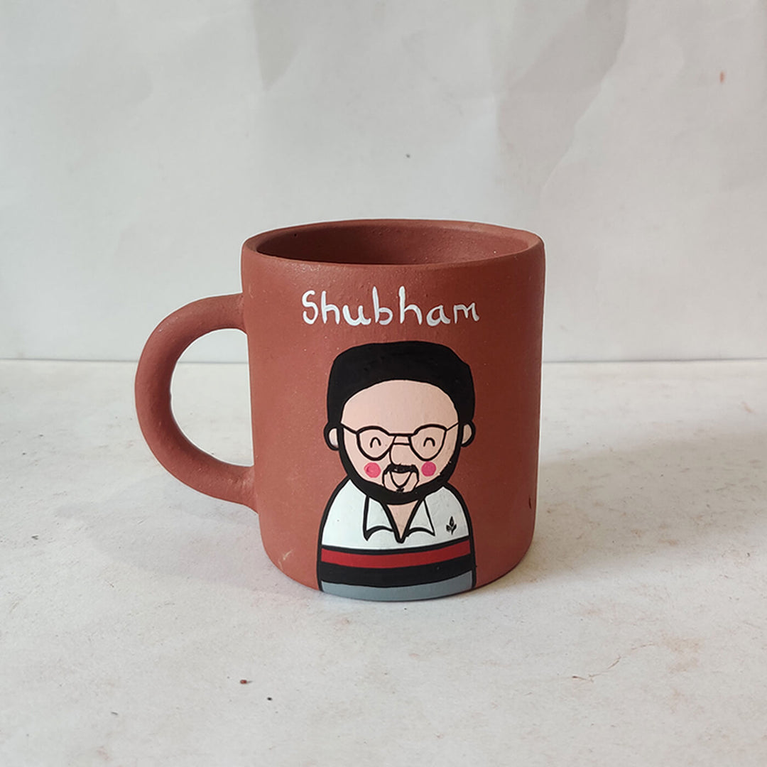 Handpainted Personalised Terracotta Mug with Caricatures