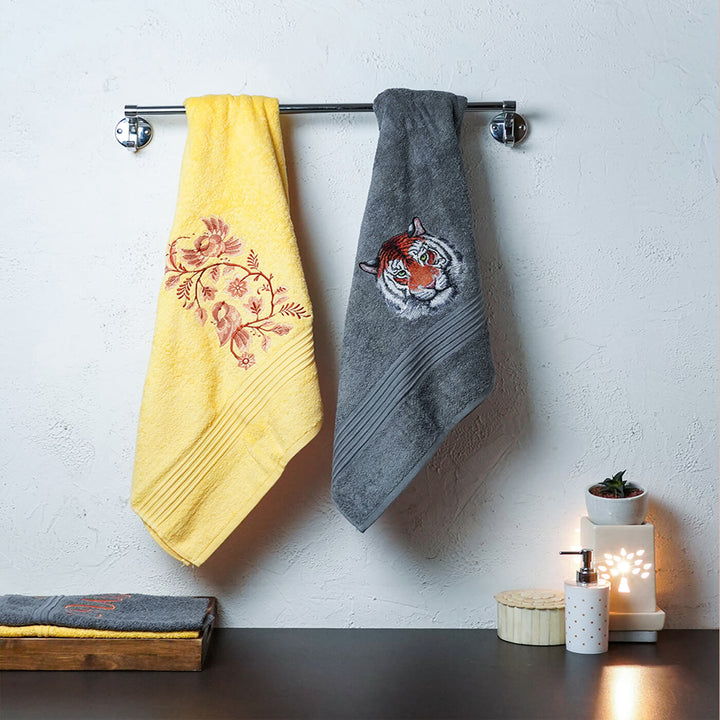 Embroidered Personalized Egyptian Cotton Couple Towel | Set of 4