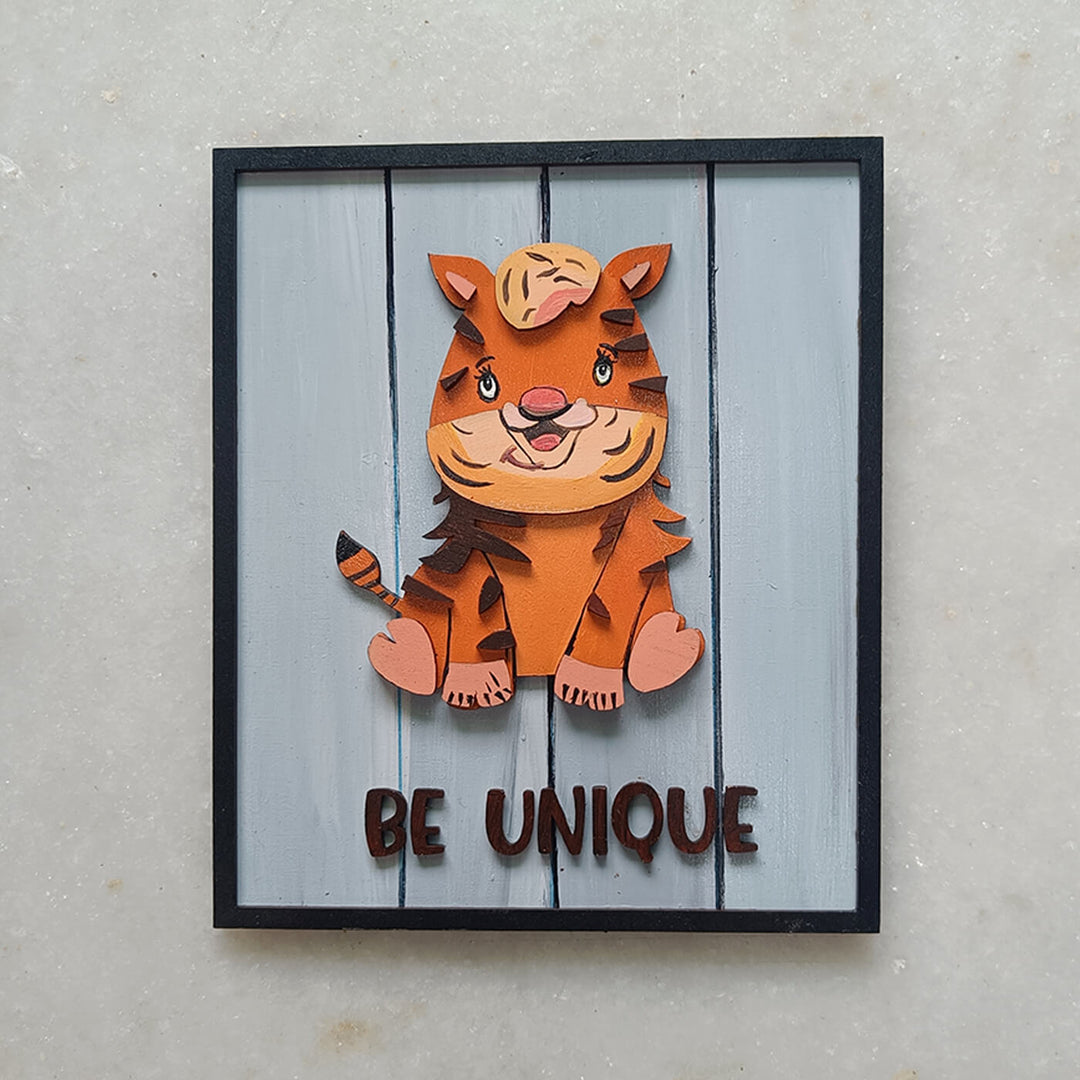 Hand Painted Affirmations Animal Wall Art For Kids - Front View on Wall Background