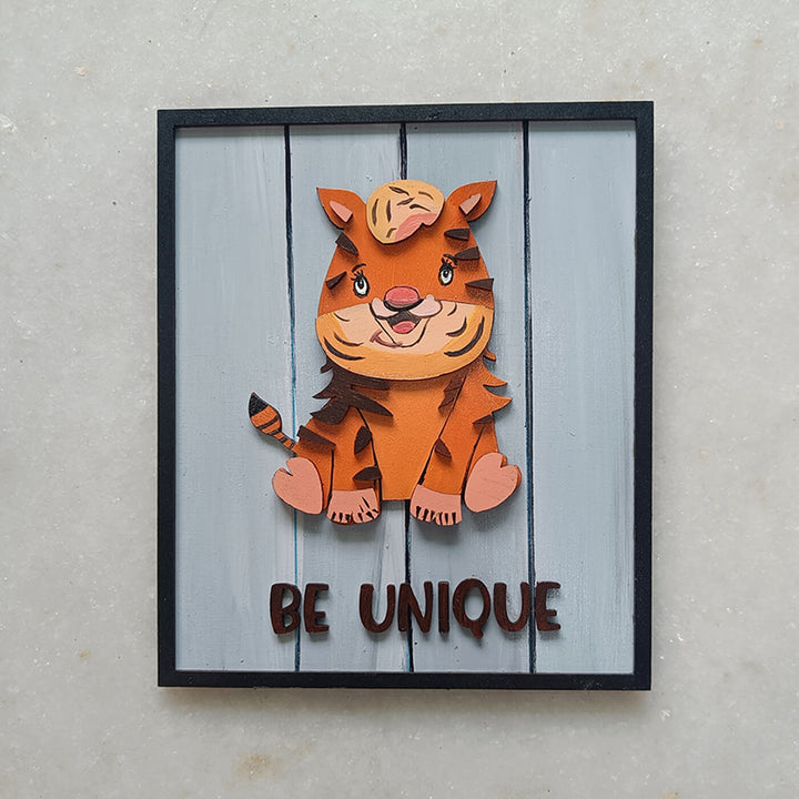 Hand Painted Affirmations Animal Wall Art For Kids - Front View on Wall Background