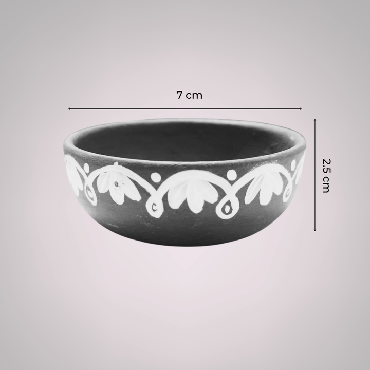 16 Pc | Hand-Painted Phoolwari Floral Vine Terracotta Tealight Holders With Tealights For Festive Decor