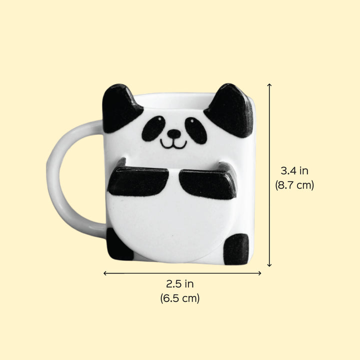 Handmade Panda Theme Ceramic Mug With Biscuit Holder