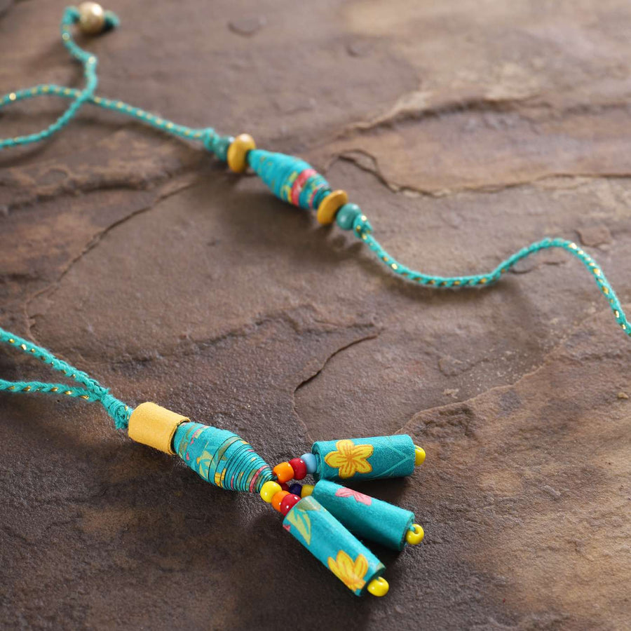 Handmade Beaded Paper Bead Bhaiya Bhabhi Rakhi With Roli Chawal Set Of 2 - Close-up Detail View