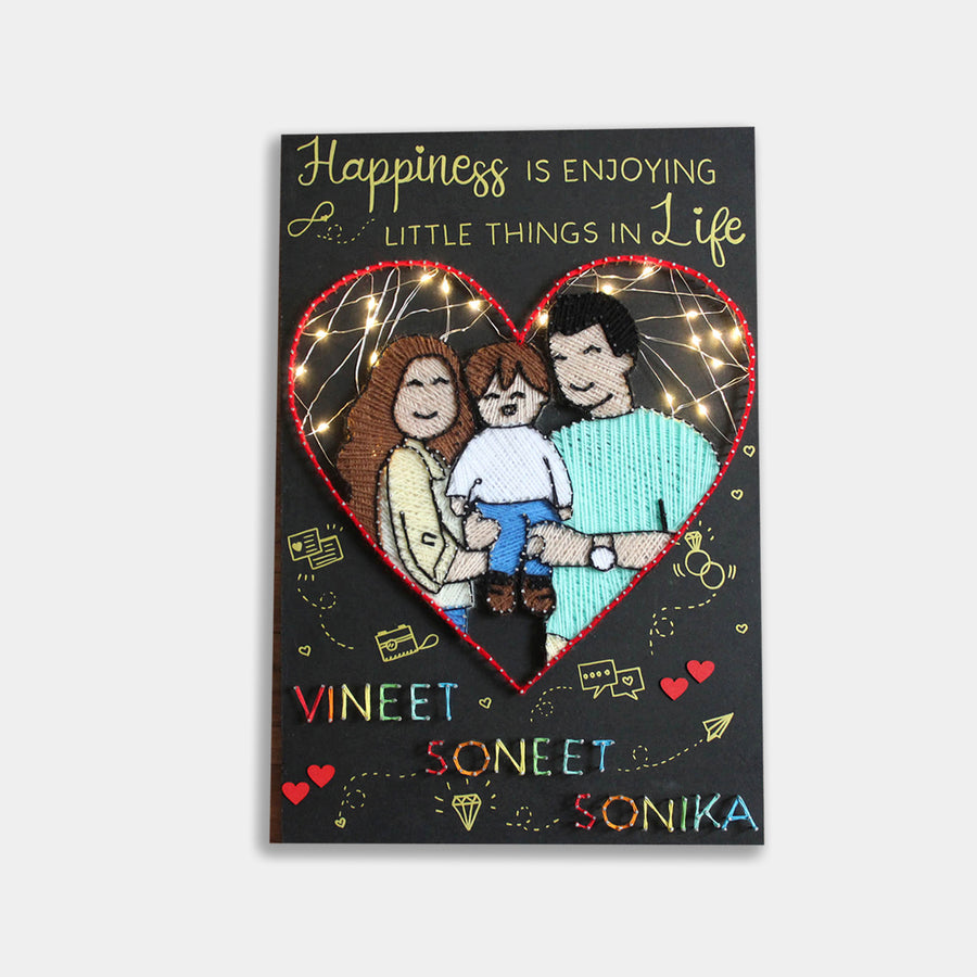 Handcrafted Personalized String Art Family Name Plate - Front View with Personalized Names