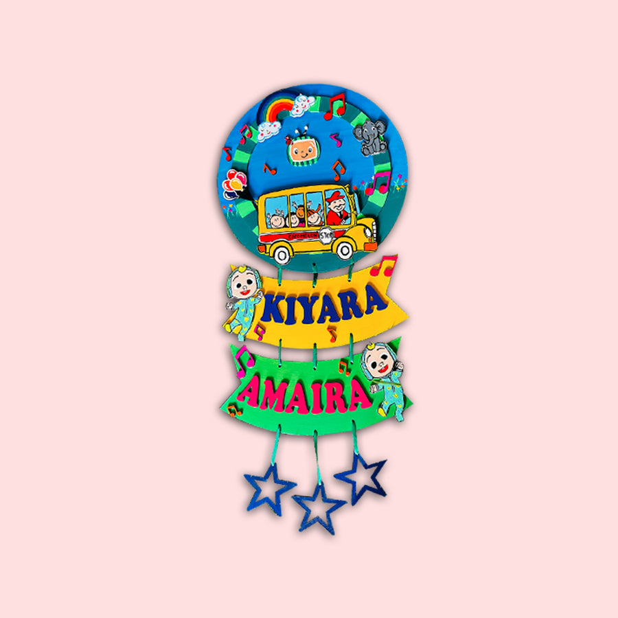 Hand Painted Personalized Sibling Name Plate 7 - Front View Hanging Name Plates