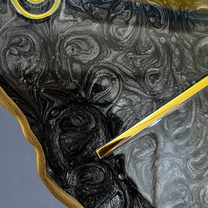 Personalized Resin Metallic Golden And Black Name Plate - Surface Texture Close-up