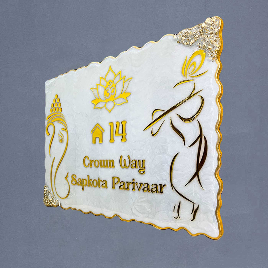 Personalized Resin Black And Gold Name Plate - Side View Showing Depth and Wall Mount