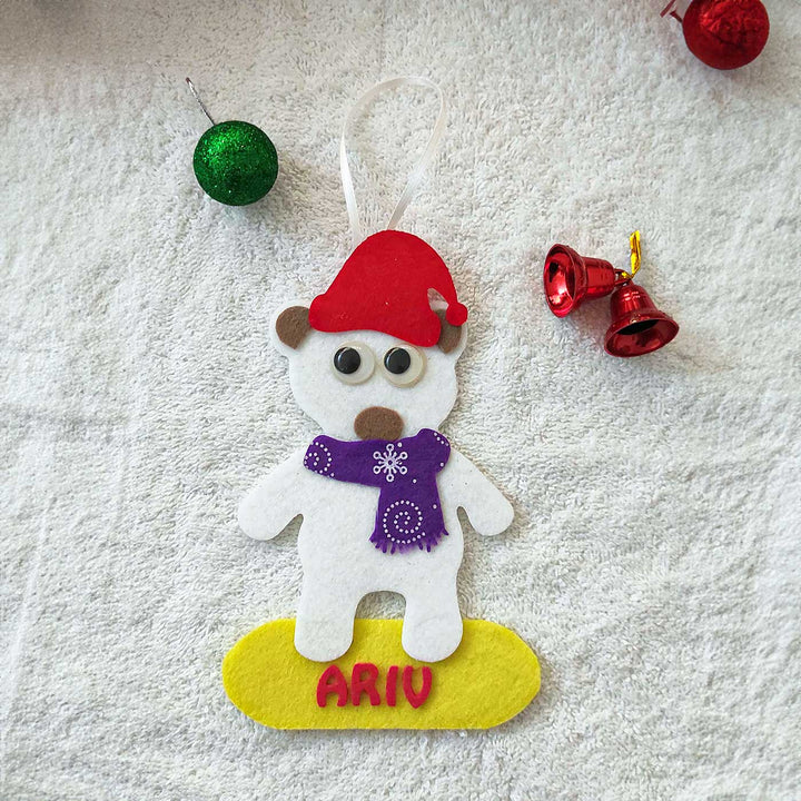 Personalized Bear Felt Ornament For Christmas Tree Decoration