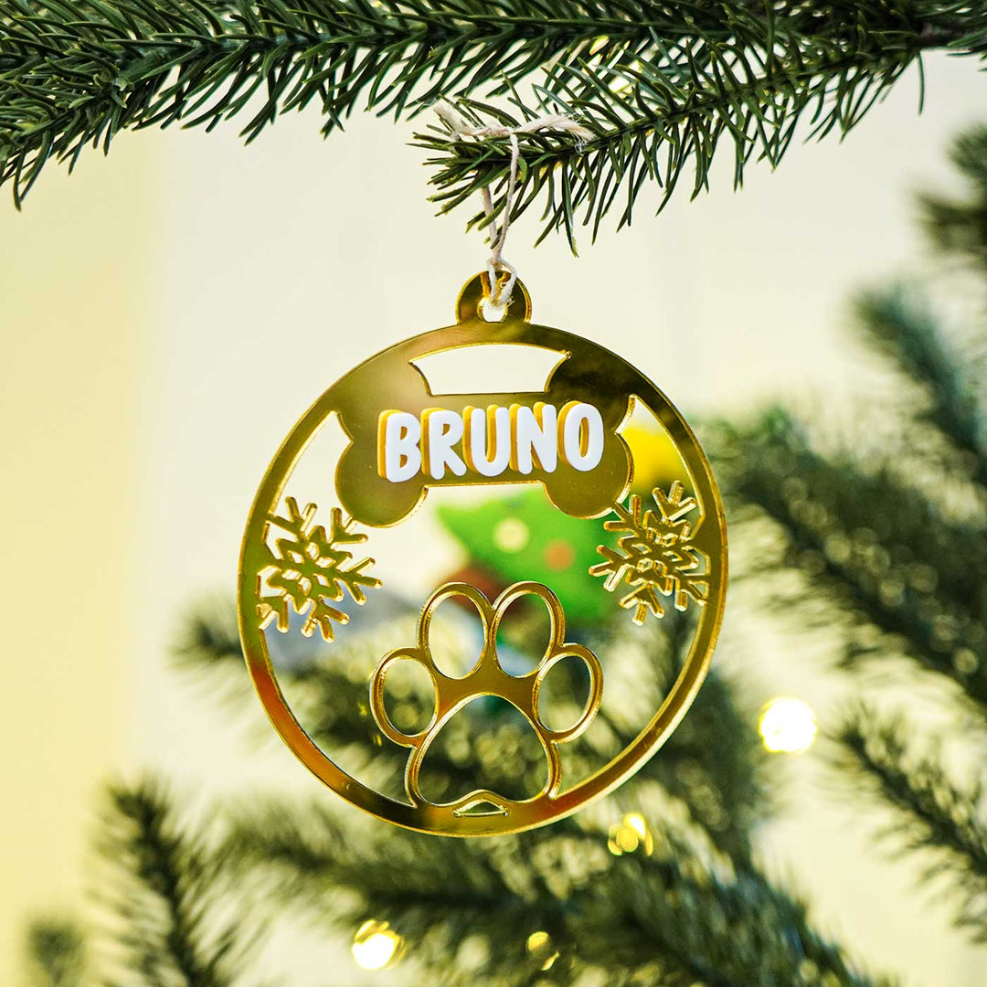 Personalized Pet Paw Acrylic Ornament For Christmas Tree Decoration