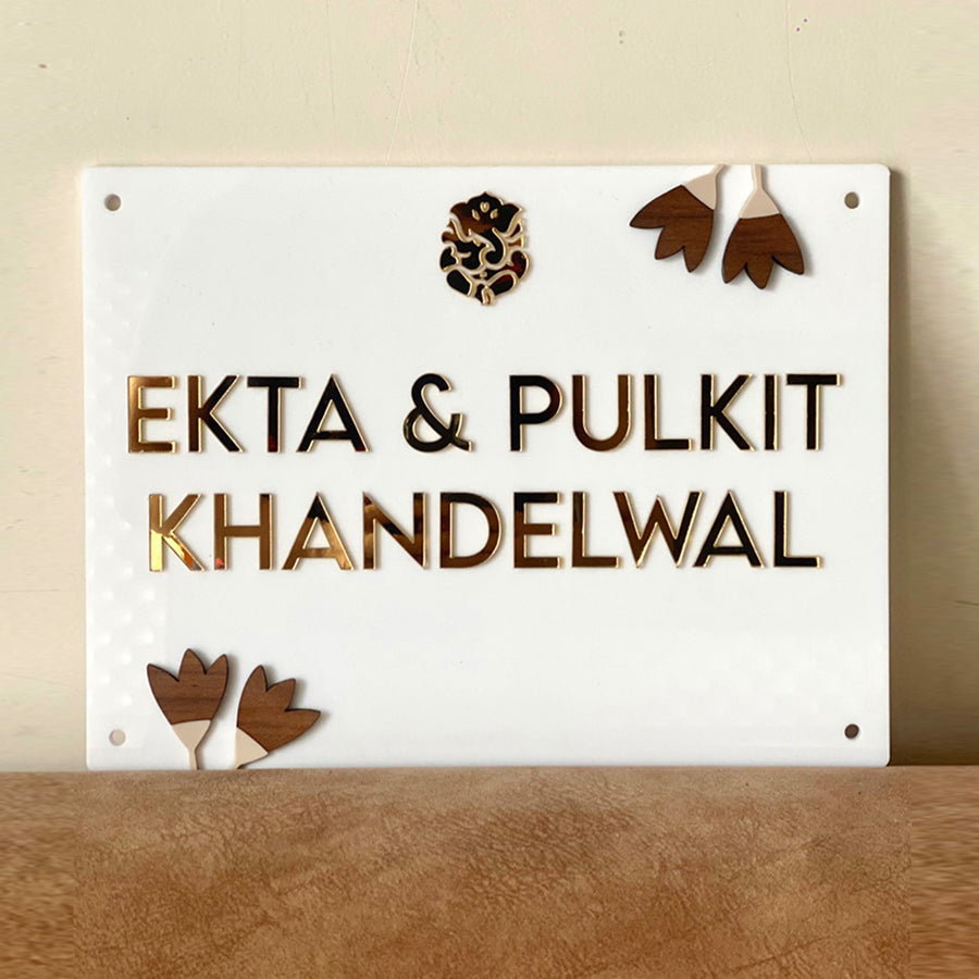 Personalised Tulip Rectangle Name Plate - Front View with Name Personalization