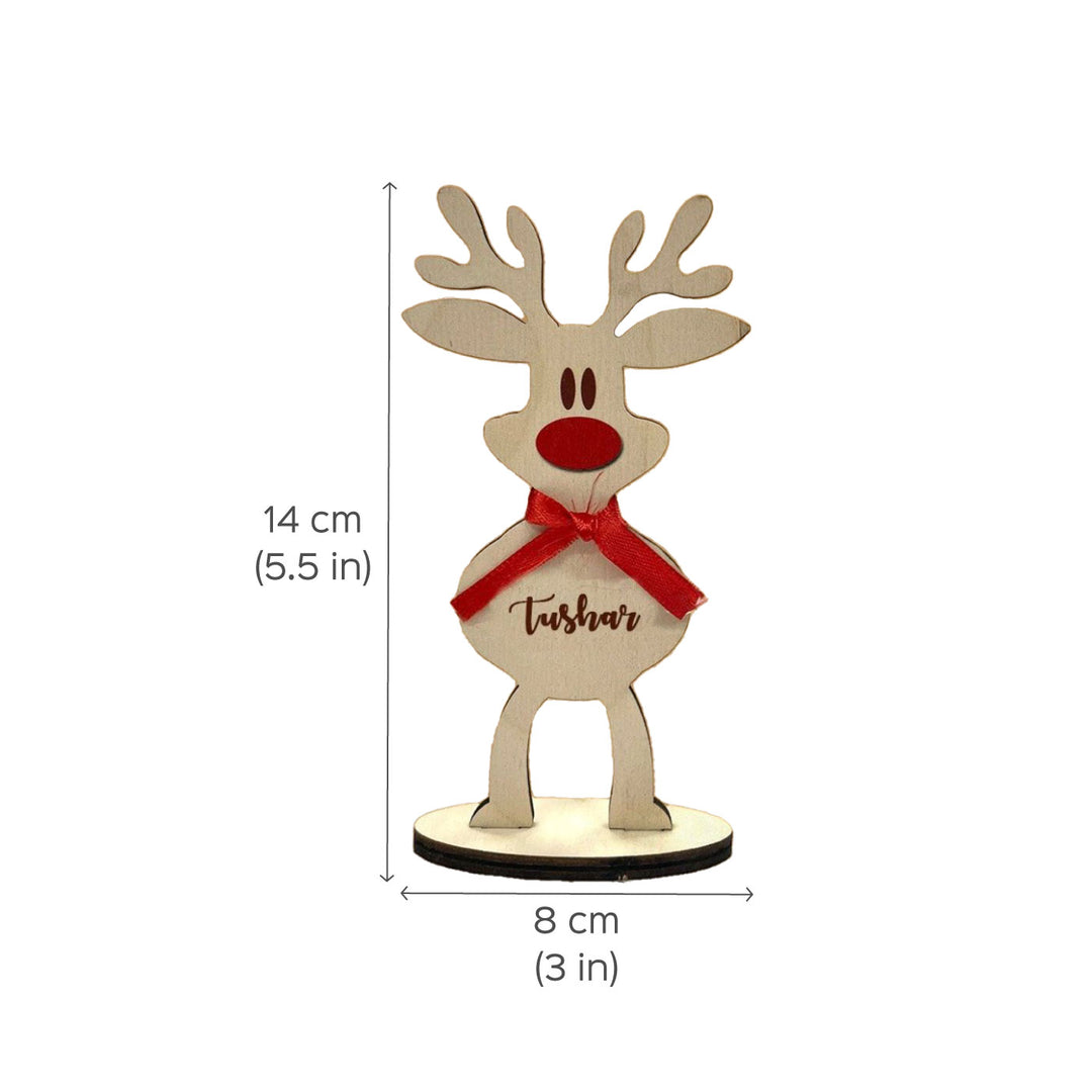 Handcrafted Personalized Reindeer Wooden Table Decor For Christmas Decoration