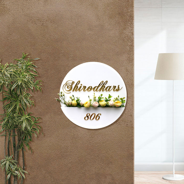 Personalised Flower Basket Name Plate - Mounted on Wall with Decor