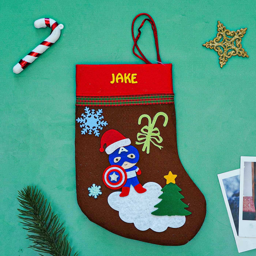 Personalized Captian America Felt Stockings For Christmas Decoration