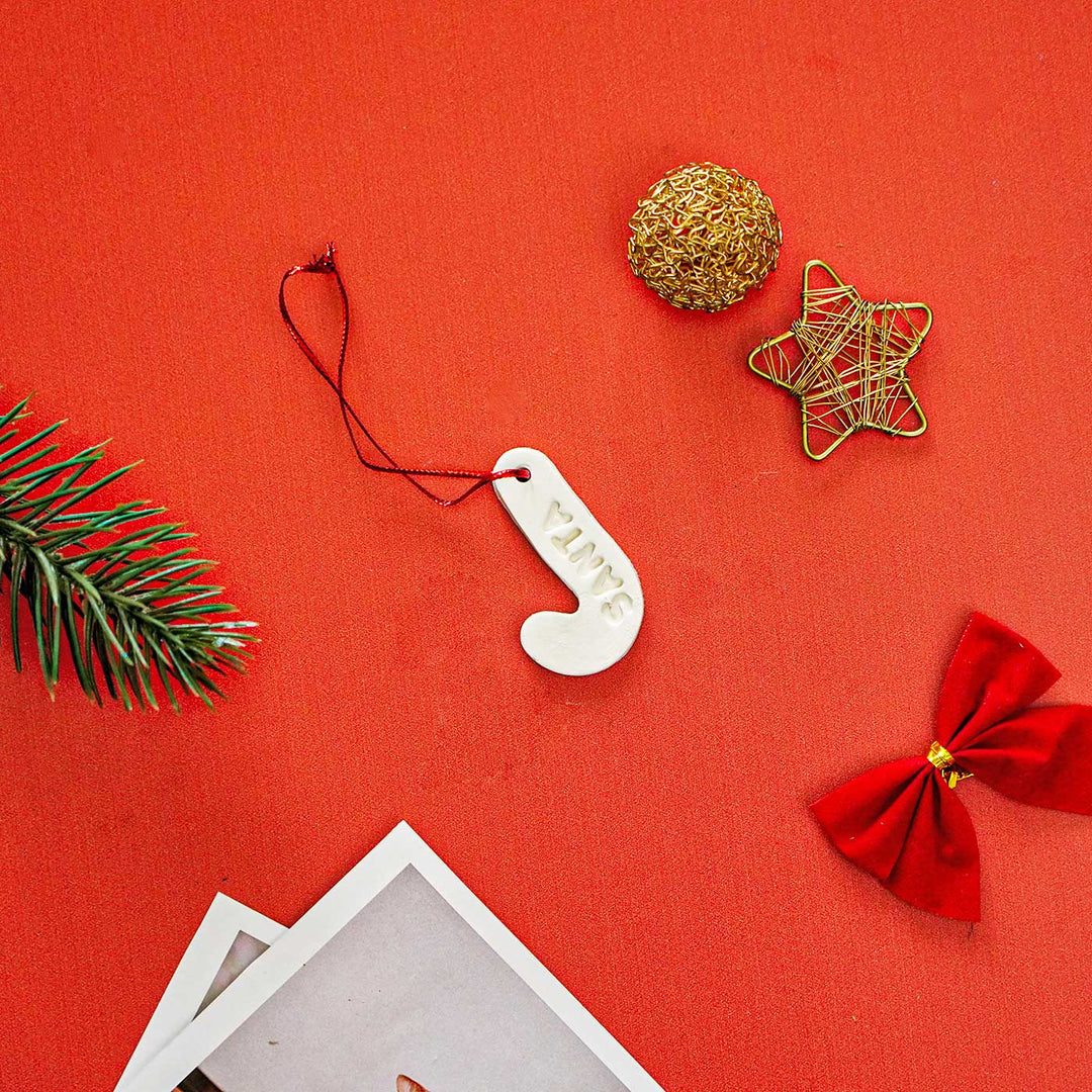Set of 4 | Personalized Candy Embossed Clay Ornament For Christmas Tree Decoration