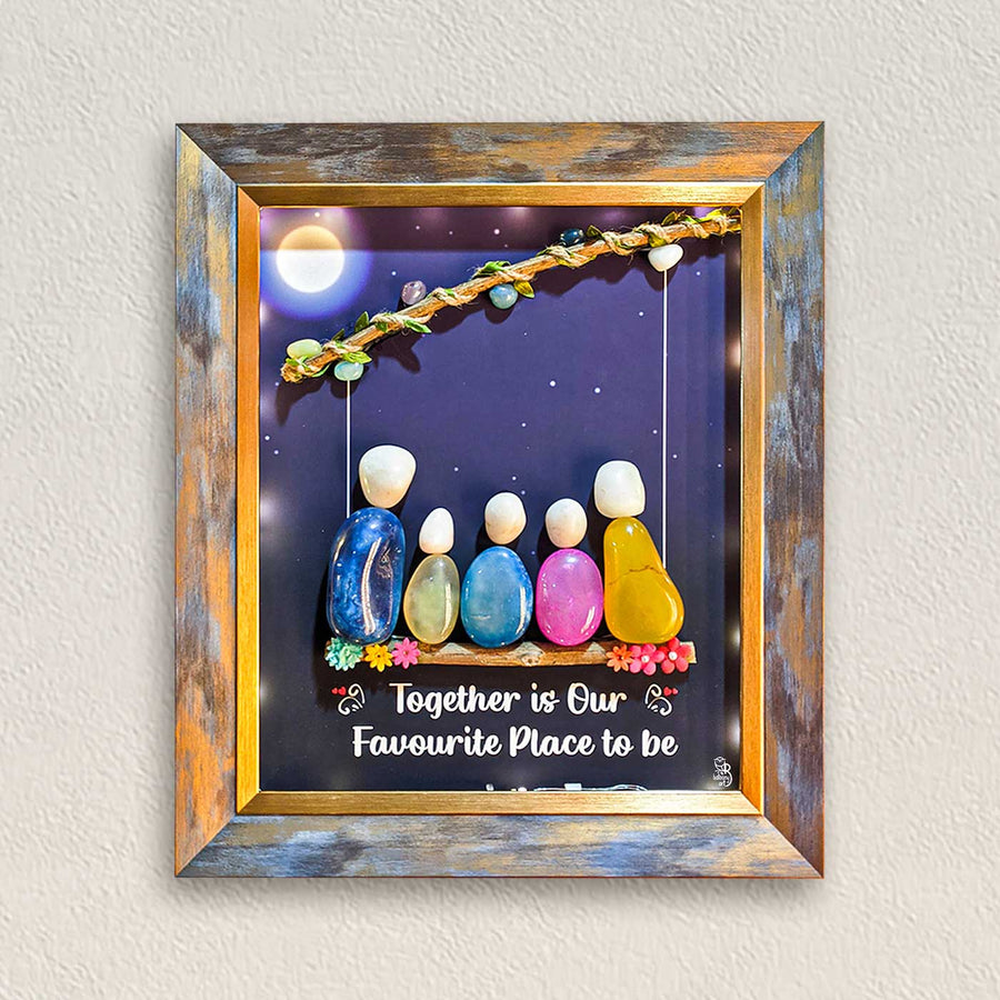 Personalized Natural Pebbles Unified Family Love Wooden Name Plate - Framed Artwork Hanging on Wall