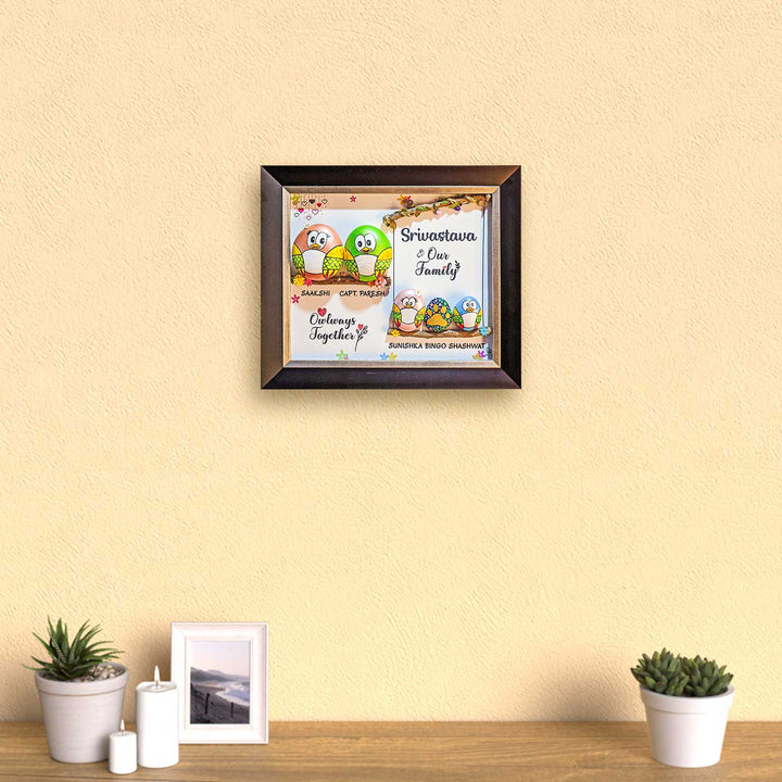 Personalized Pebble Art Twigs Of Togetherness Wooden Name Plate - Framed Wall Hanging Display