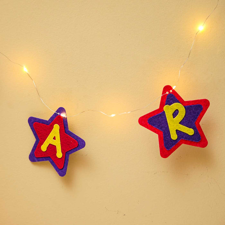 3m, 30 Bulbs | Personalized Pink & Purple Stars Felt LED Fairy Light For Kids
