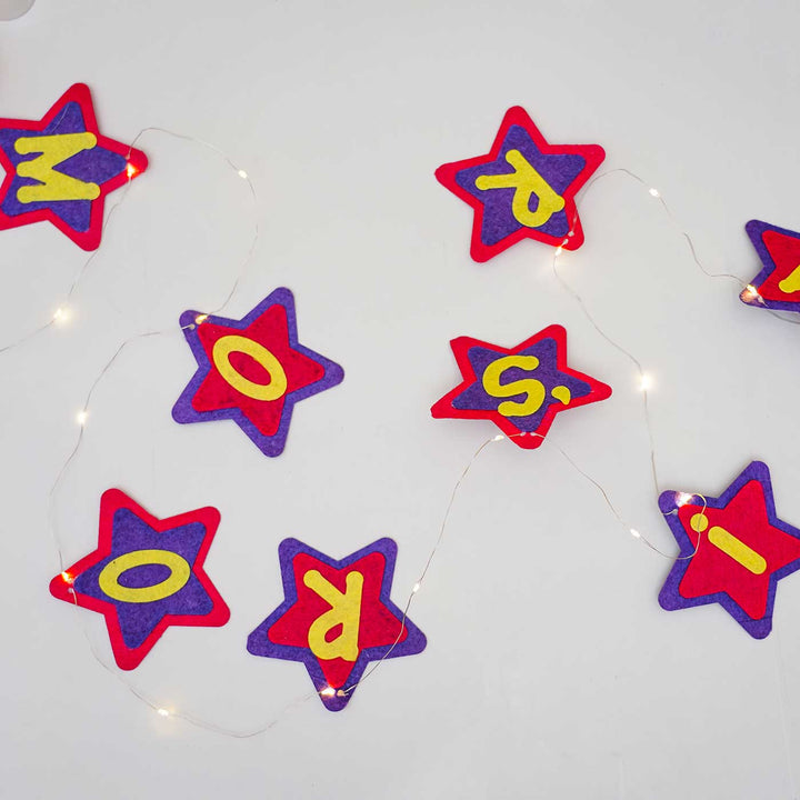 3m, 30 Bulbs | Personalized Pink & Purple Stars Felt LED Fairy Light For Kids
