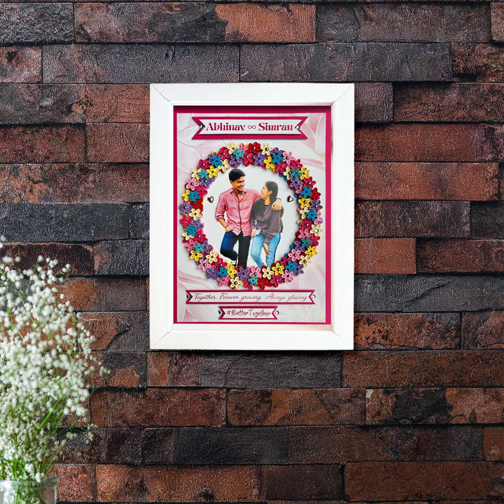 Photo Personalized Quilling Floral Theme Photo Frame For Couples