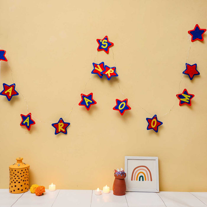 3m, 30 Bulbs | Personalized Red & Blue Stars Felt LED Fairy Light For Kids