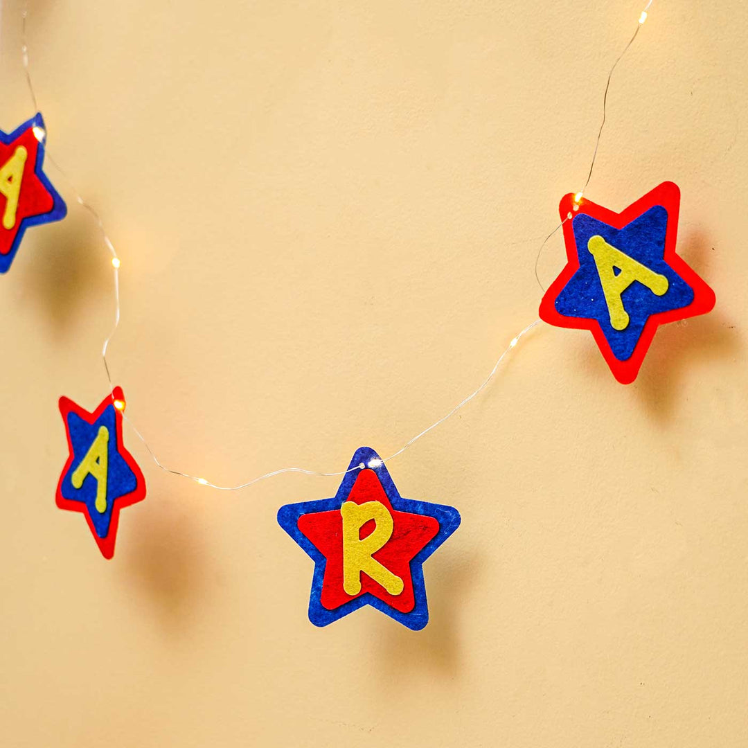 3m, 30 Bulbs | Personalized Red & Blue Stars Felt LED Fairy Light For Kids