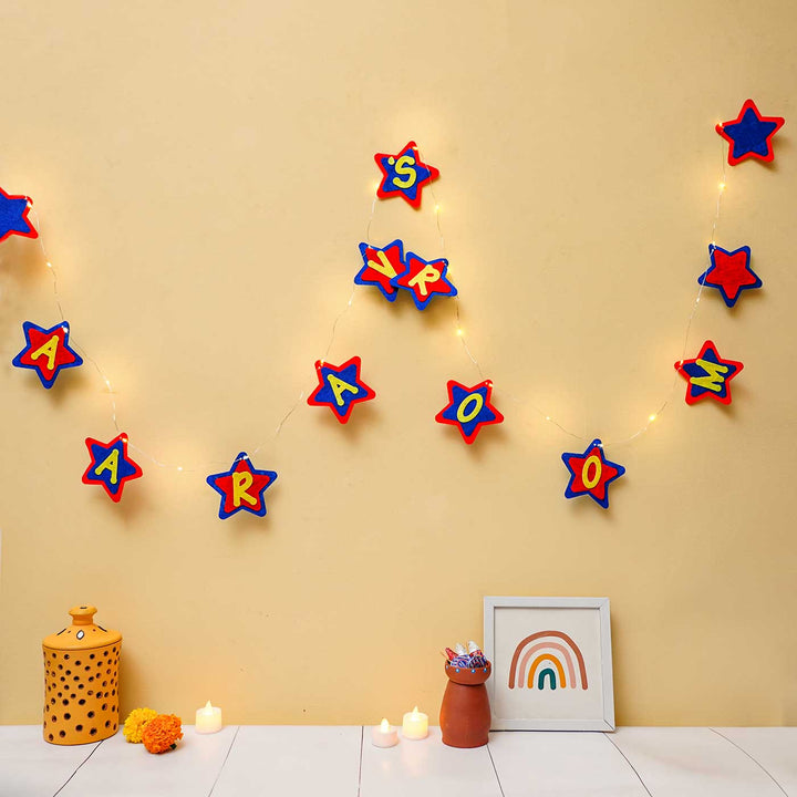 3m, 30 Bulbs | Personalized Red & Blue Stars Felt LED Fairy Light For Kids