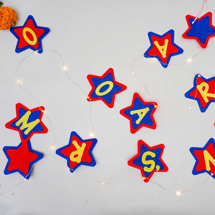 3m, 30 Bulbs | Personalized Red & Blue Stars Felt LED Fairy Light For Kids