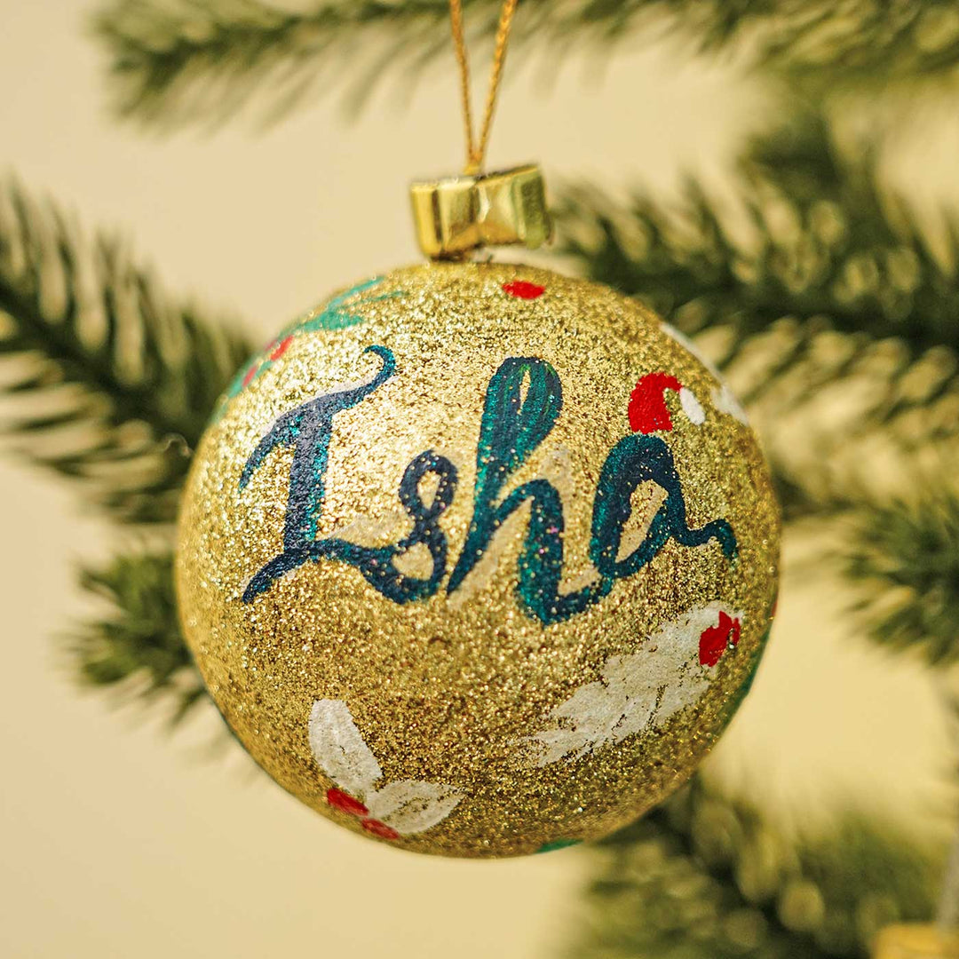 Personalized Sparkle Large Ball Ornaments For Christmas Tree Decoration | Set Of 2