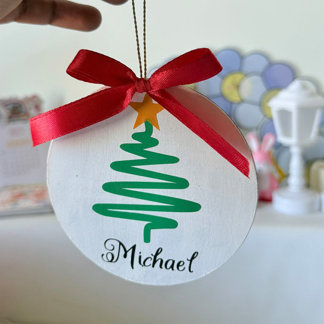Personalized Santa & Christmas Tree Wooden Ornaments | Set of 2
