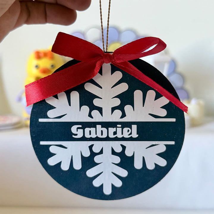 Personalized Snowflakes & Snowmen Wooden Christmas Tree Ornaments | Set of 2