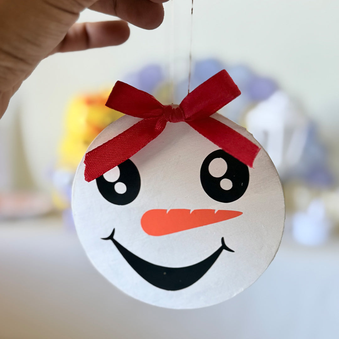 Personalized Snowflakes & Snowmen Wooden Christmas Tree Ornaments | Set of 2