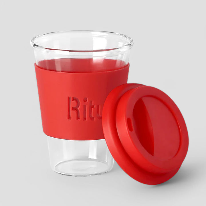 Personalized Silicon Band Coffee Mug Borosil Glass Mug | 345ml