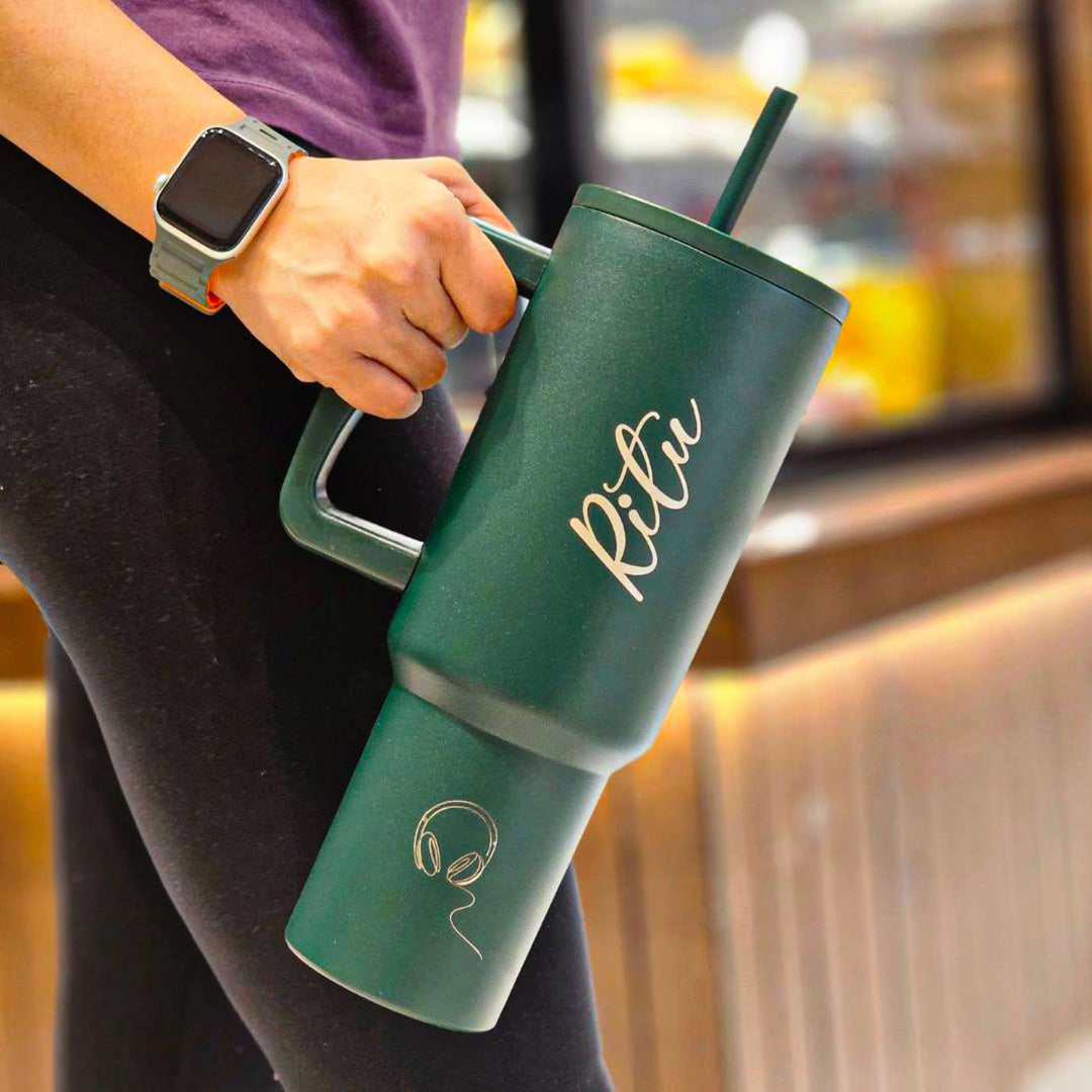 Personalized Insulated Stainless Steel Tumbler With Straw | 1200ml