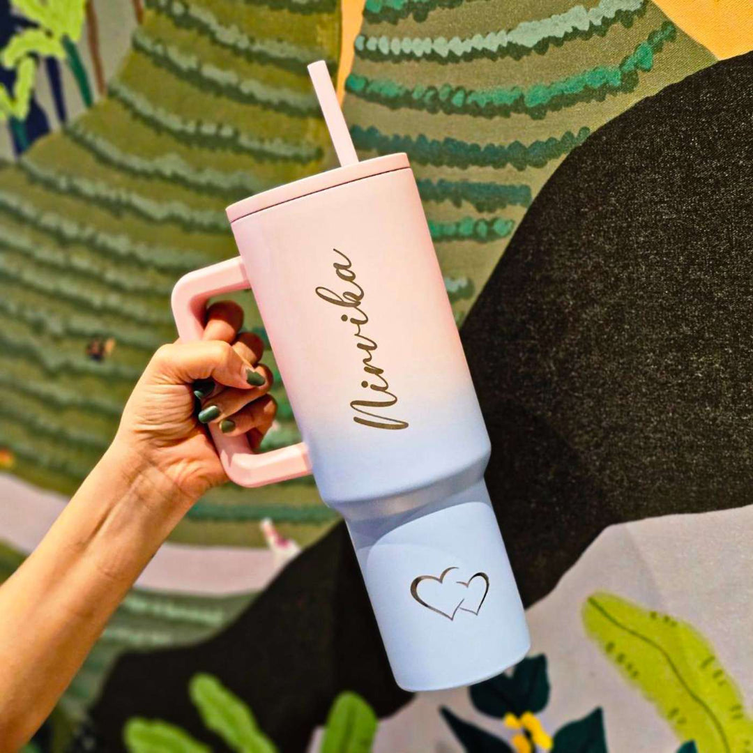 Personalized Insulated Stainless Steel Tumbler With Straw | 1200ml