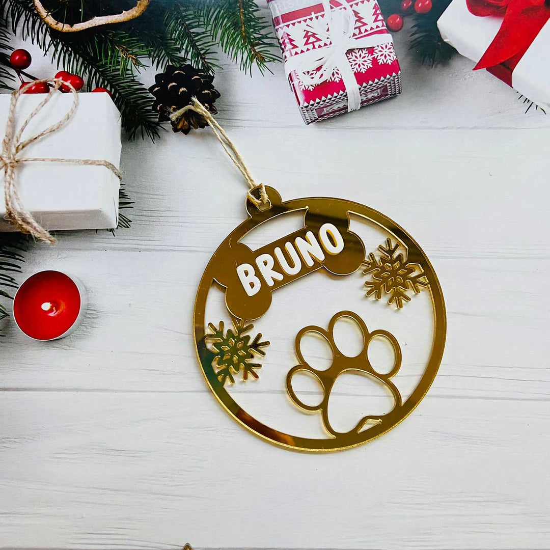 Personalized Pet Paw Acrylic Ornament For Christmas Tree Decoration