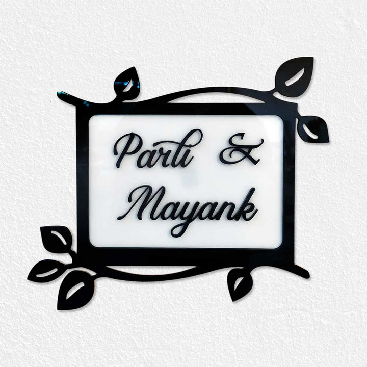 Personalized Leaves Theme Acrylic Name Plate