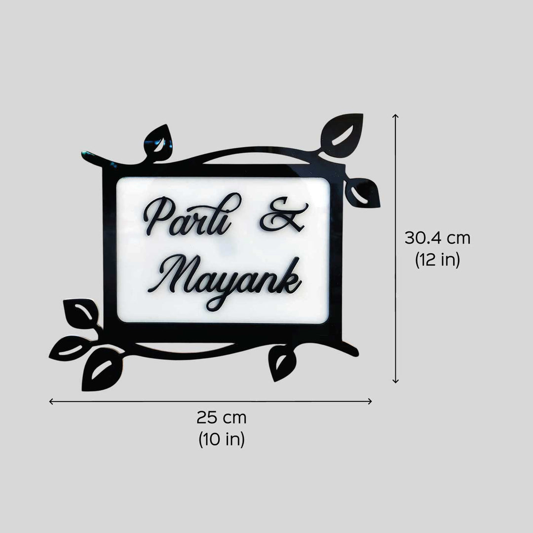Personalized Leaves Theme Acrylic Name Plate