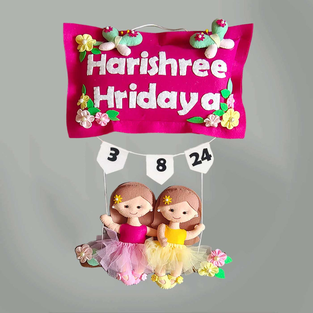 Hand Stitched Felt Hanging For Girls - Front View Hanging Name Plaque
