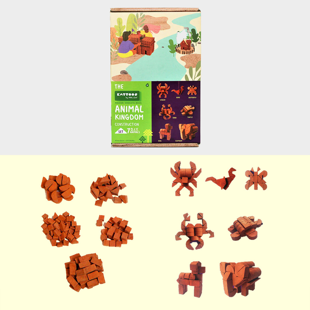 7 in 1 Animals | Terracotta Minature Bricks DIY Construction Set | Suitable For Age 4+ Years