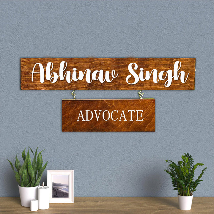 2 Pallet Rectangular Name Plate With 3D Letters For Advocate - Mounted Wall Sign with Hanging Plate