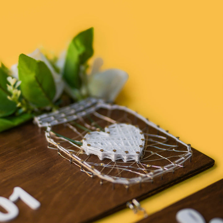 Copy Of String Art Mason Jar Name Plate Pastel Color Roses - Close-up Angled View Showing Detail