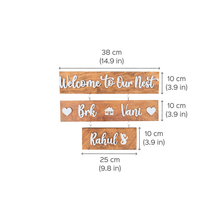 3 Pallet Rectangular Name Plate With 3D Letters - Dimension Chart with Front View