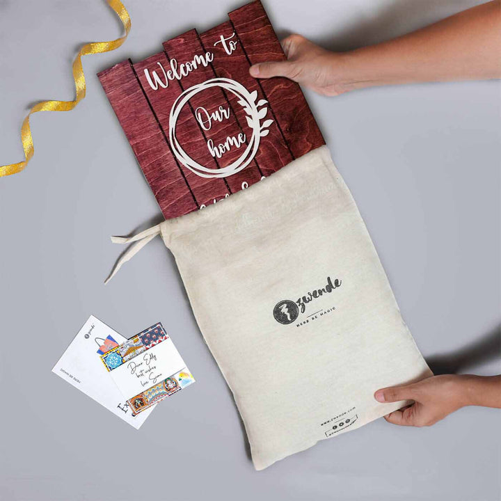 2 Pallet Rectangular Name Plate With 3D Letters For Advocate - Product in Drawstring Bag Packaging