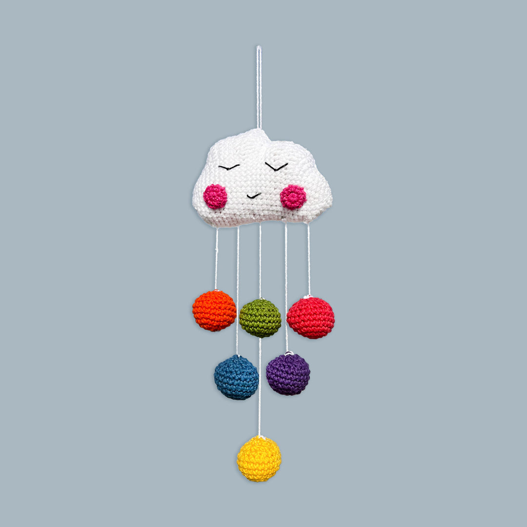 Handcrafted Crochet Cloud Hanging For Baby's Crib