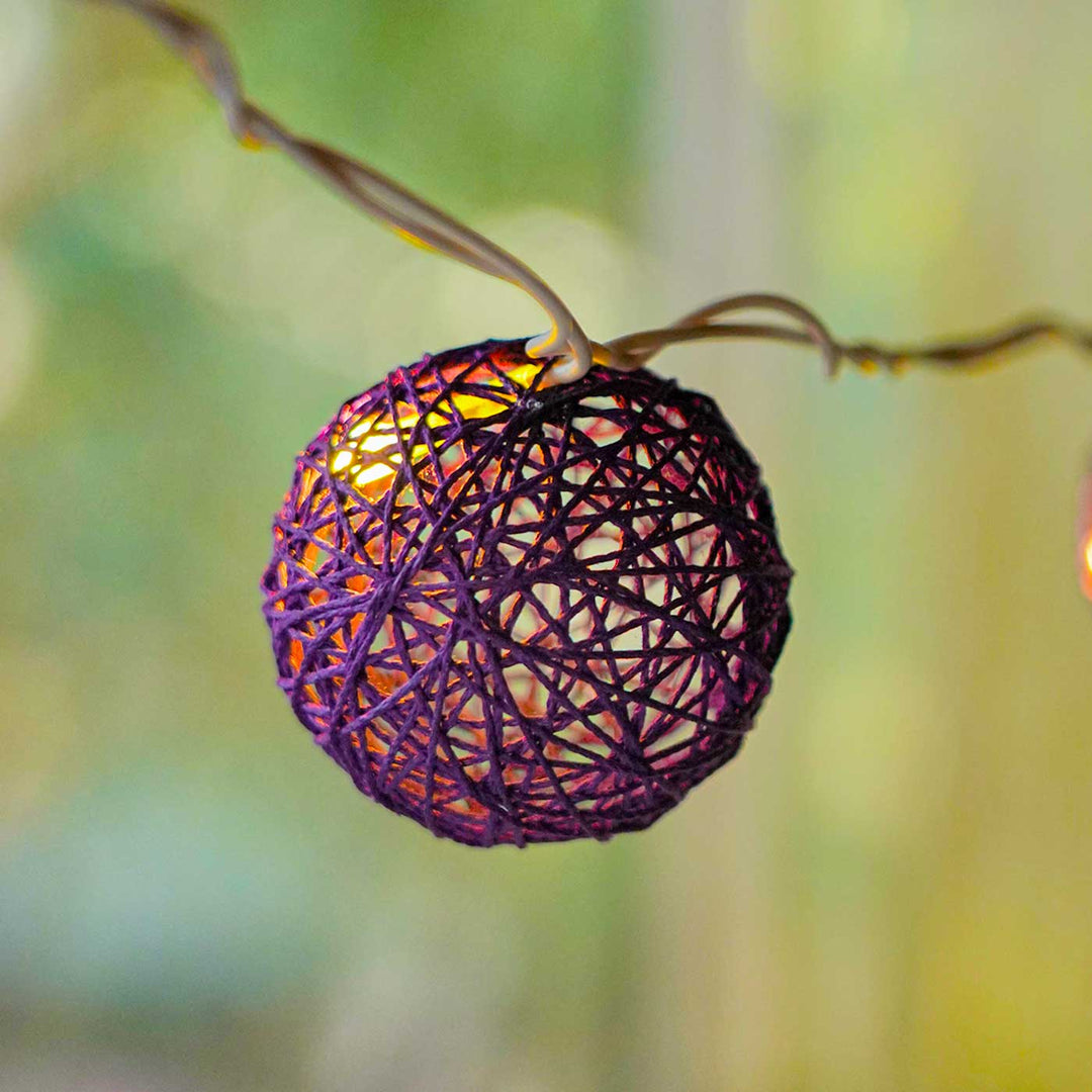 3m, 20 Bulbs | Handcrafted Yarn Spherical LED Fairy Light Hangings - Purple
