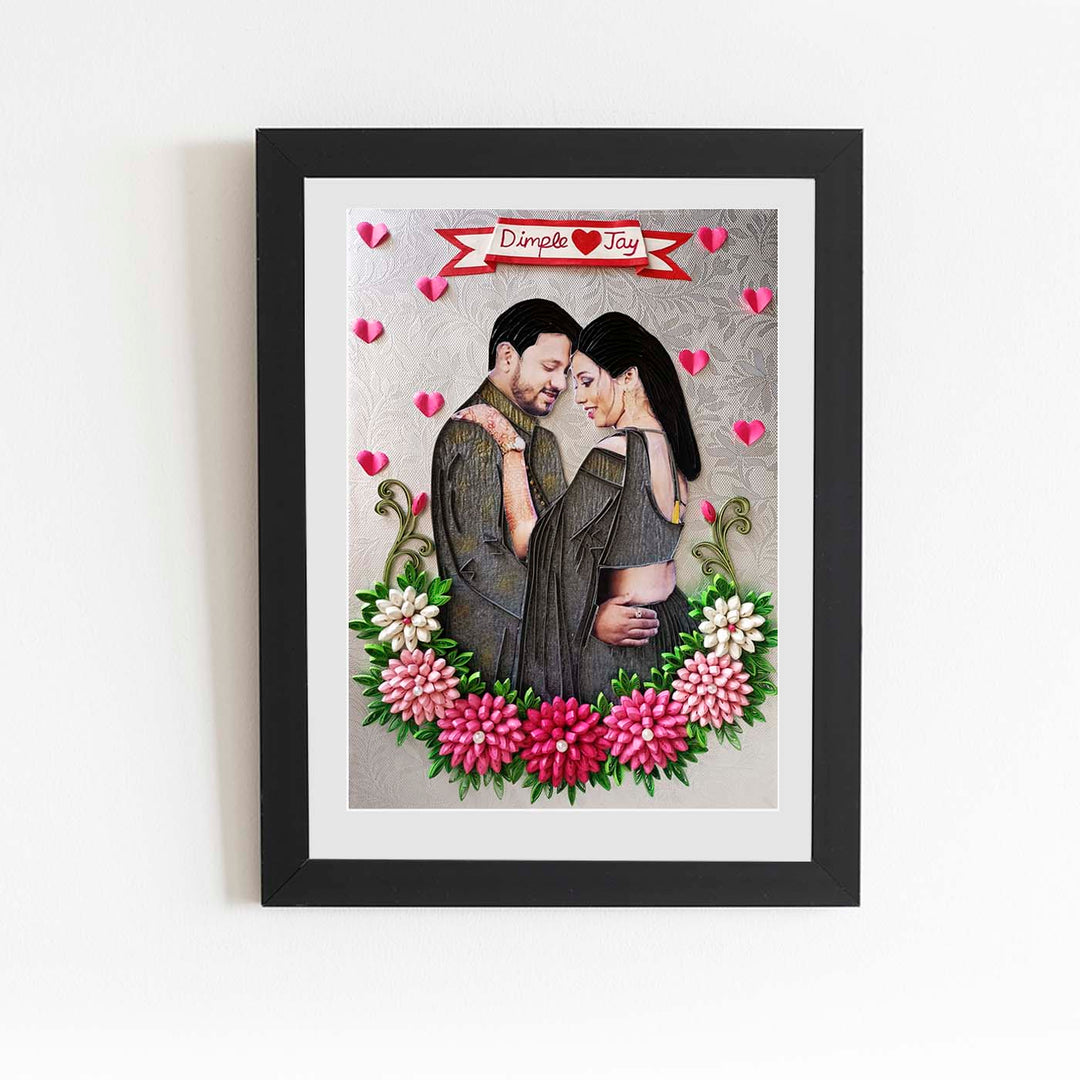 Personalized Quilling Portrait for Wedding Couple Photos