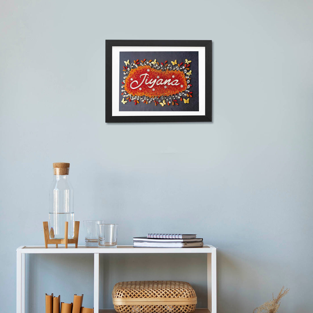 Personalized Quilling Name Plate Frame For House Office - Framed Artwork Hanging on Wall